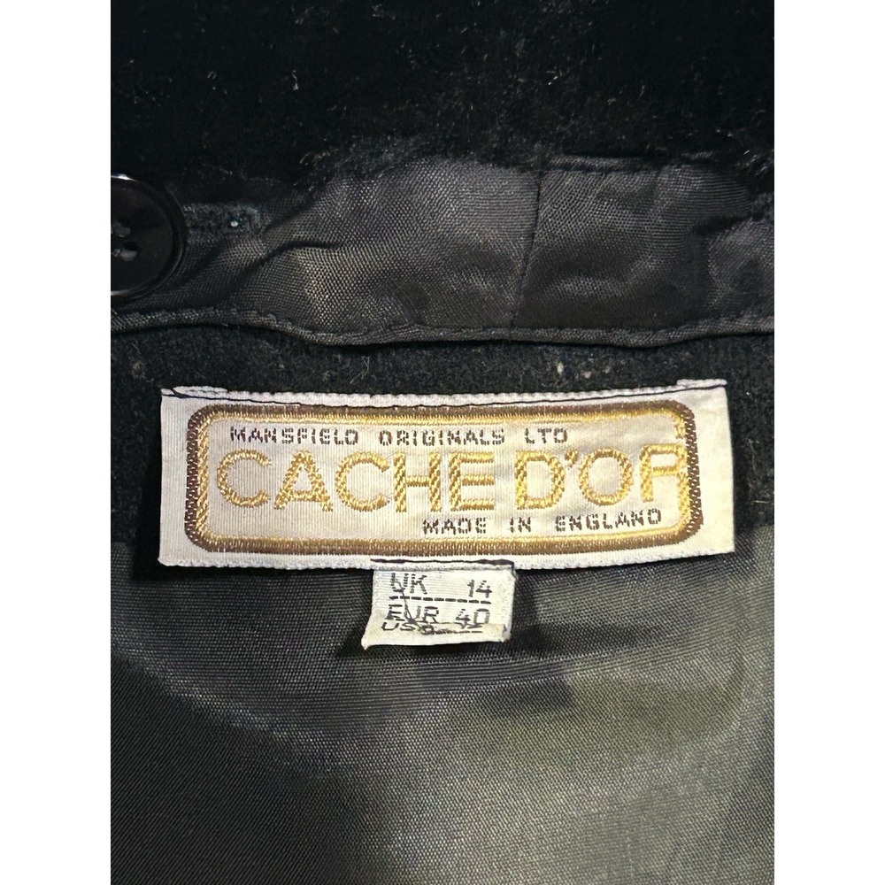 VTG Cache d'Or (Mansfield) Cashmere/Wool Coat Removable Faux Collar Glam L 12 - Picture 4 of 16